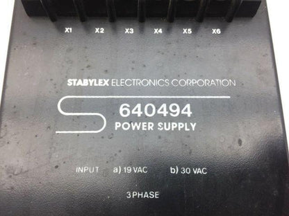 Stabylex Electronics Corporation 640494 Power Supply 3 Phase 19VAC 30VAC