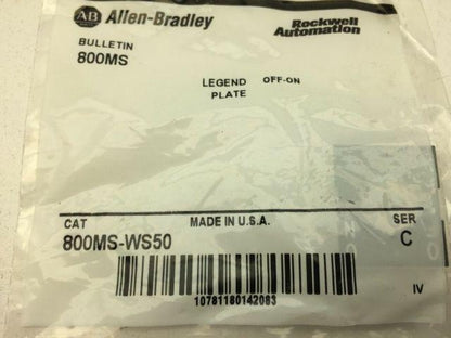 Allen Bradley 800MS-WS50/C On-Off Legend Plate Lot of 9