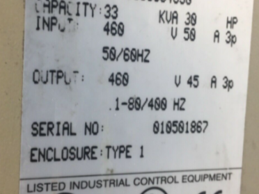 Toshiba VT130G3U4330 Transistor Inverter 460V 3 Phase 30KVA (Read Description)