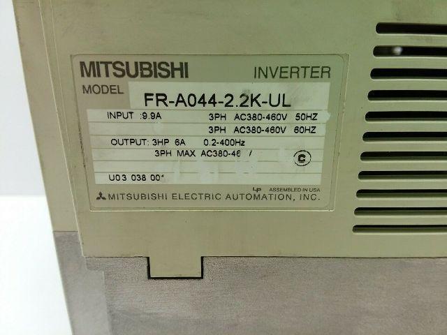 Mitsubishi FR-A044-2.2K-UL Inverter Drive 380-460VAC 9.9A 3HP 3 Phase
