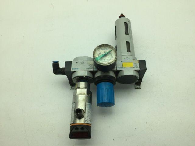 Festo IFM Air Filter Regulator Pressure Monitor Sensor 175PSI 1/8" NPT