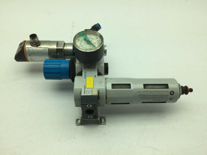 Festo IFM Air Filter Regulator Pressure Monitor Sensor 175PSI 1/8" NPT