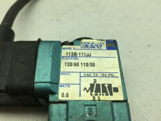 Mac 113B-111JJ Solenoid Valve 110-120V 6.8W 150 PSI 1/4NPT
