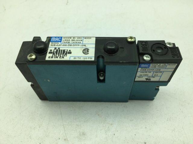 Mac 92B-AAF-000-DM-DFFP-1DM Solenoid Valve W/DMB-DffP-1DM 24V 2.4A 120PSI