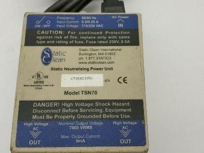 Static Clean TSN70 Static Neutralizing Power Unit 115-230VAC 0.5/0.25A