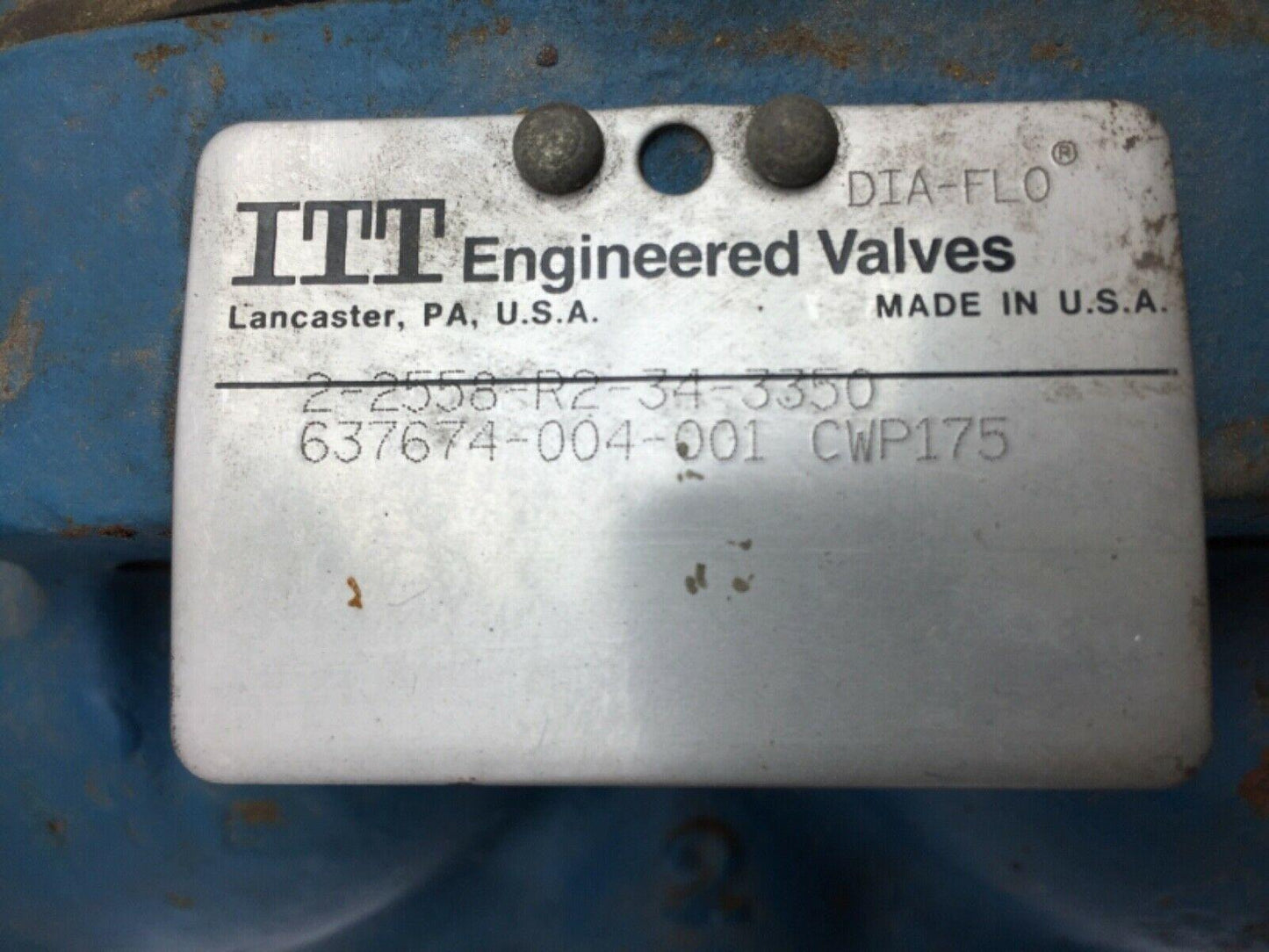 ITT 2-2556-R2-34-3350 CWP175 2" Diaphragm Actuator Valve .50 Air Motor