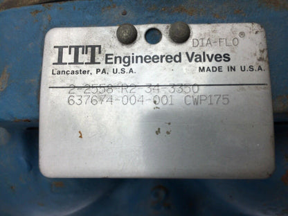 ITT 2-2556-R2-34-3350 CWP175 2" Diaphragm Actuator Valve .50 Air Motor