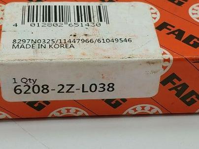 FAG 6208-2Z-L038 Deep Groove Ball Bearing Bore 40mm ID 80mm OD 18mm Width