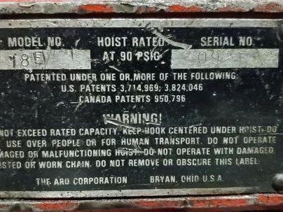 ARO 7718E 1/4 Ton 500LB Air Pneumatic Chain Hoist 8' Lift Tested