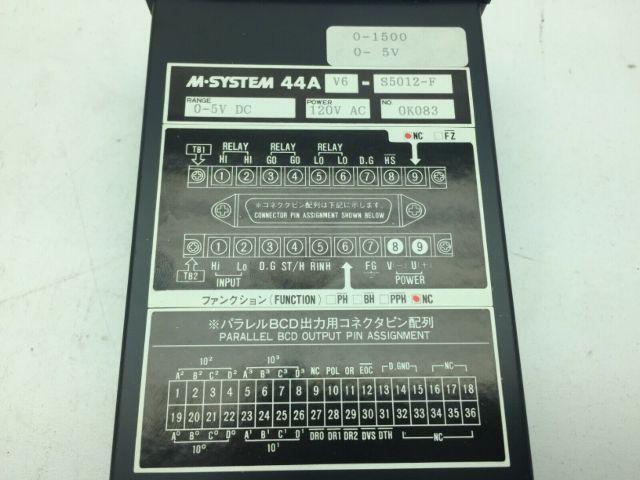 M System 44AV6-S5012-F Digital Panel Meter 120VAC 0-5VDC
