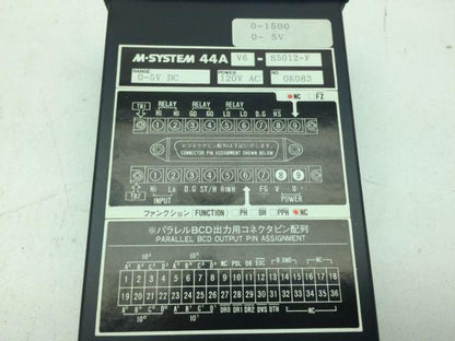 M System 44AV6-S5012-F Digital Panel Meter 120VAC 0-5VDC