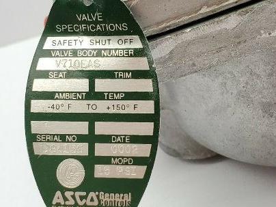 Asco V710EAS Safety Shut off Valve 15 PSI 3/4 NPT