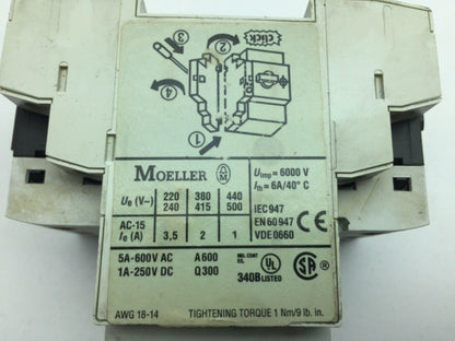 Moeller PKZM01-4 Circuit Breaker 5A 600VAC 3 Pole DIN Rail Mount