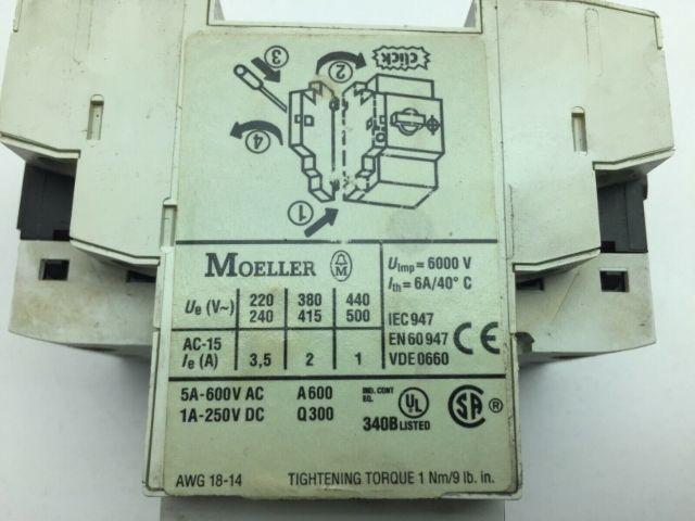 Moeller PKZM01-4 Circuit Breaker 5A 600VAC 3 Pole DIN Rail Mount