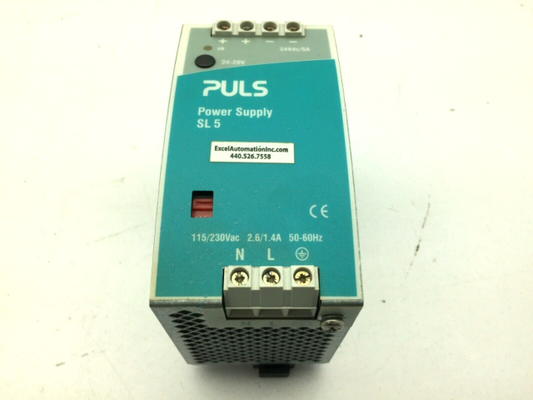 Puls SL5.102 Power Supply 24VDC 5 Amp Output 120/240V Input DIN Rail Mount