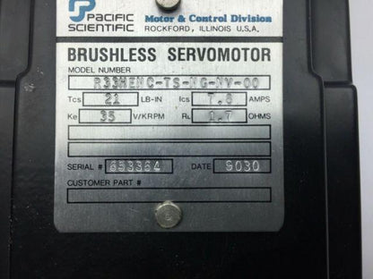 Pacific Scientific R33HENC-TS-NG-NV-00 Brushless Servo Motor 7.2A 1.7OHMS