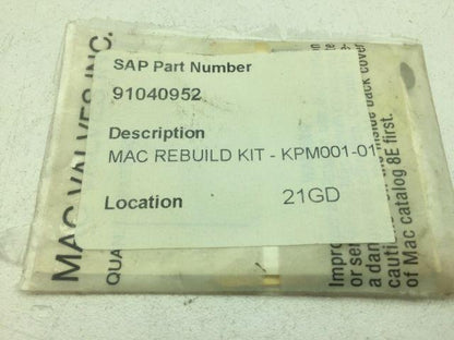 MAC Valves MAC Rebuild Kit K-PM001-01, KPN00101 LOT OF 7