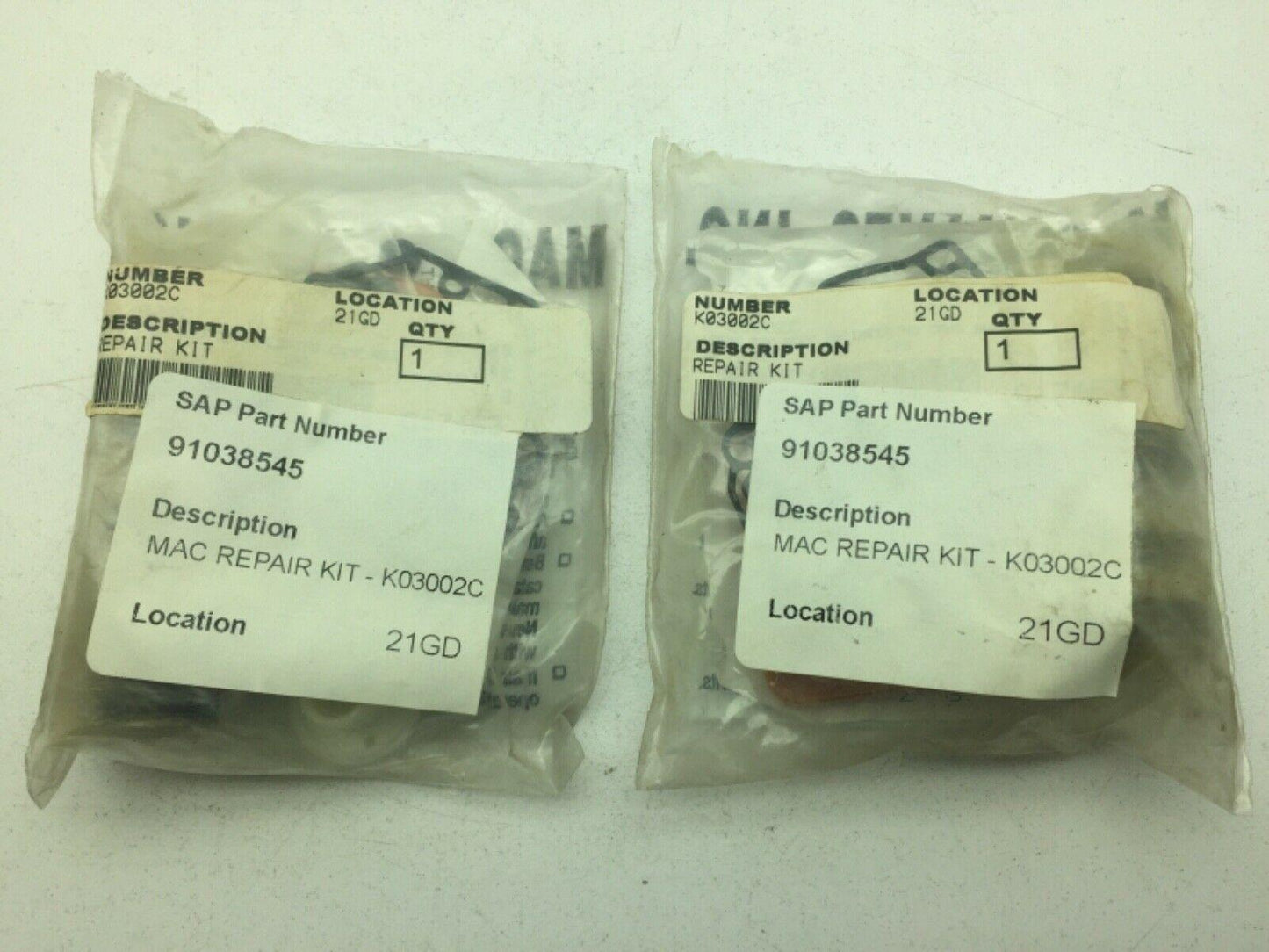 MAC Valves MAC Repair Kit K03002C, K-03002C lot of 2