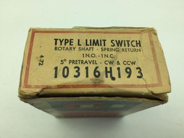 Cutler Hammer Eaton 10316H193 Type L Limit Switch