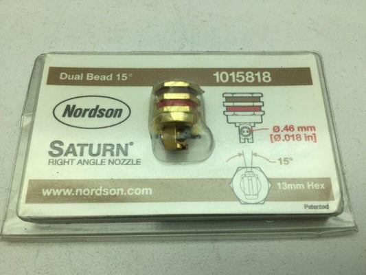 Nordson 1015818 Saturn Rite Angle Nozzle Dual Bead 15deg .018" .46mm