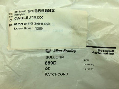 Allen-Bradley 889D-F-4HJDM-1 4 Pin DC Micro 3.3' Patchcord LOT OF 2