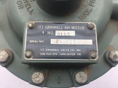 ITT Stainless Steel Diaphragm Valve 1-1/2" Tri-clamp with No. 12 Air Motor 3312