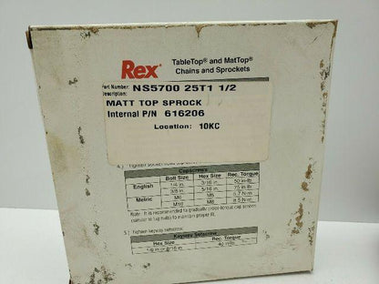 Rexnord 10028540 NS5700 25 Tooth 1 1/2" Keyed Bore TableTop MatTop Sprocket