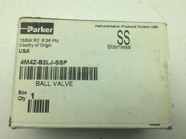 Parker 4M4Z-B2LJ-SSP 6000PSI B-Series Ball Valve, SS, 1/4 MNPT x1/4"Compresion