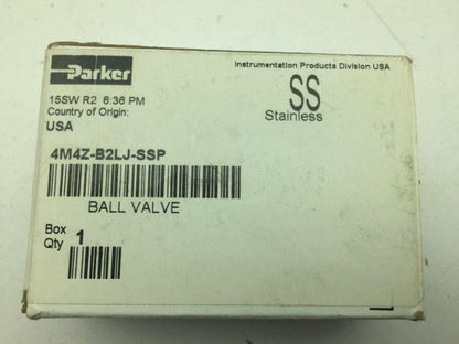 Parker 4M4Z-B2LJ-SSP 6000PSI B-Series Ball Valve, SS, 1/4 MNPT x1/4"Compresion