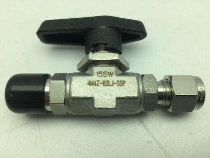 Parker 4M4Z-B2LJ-SSP 6000PSI B-Series Ball Valve, SS, 1/4 MNPT x1/4"Compresion