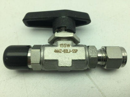 Parker 4M4Z-B2LJ-SSP 6000PSI B-Series Ball Valve, SS, 1/4 MNPT x1/4"Compresion