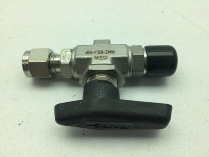 Parker 4M4Z-B2LJ-SSP 6000PSI B-Series Ball Valve, SS, 1/4 MNPT x1/4"Compresion