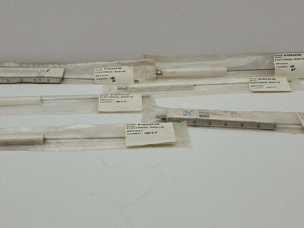 Westwood 341 Electrode 5" X 9/16" Insulator 7 1/2" Rod 13 3/8" Overall LOT OF 6