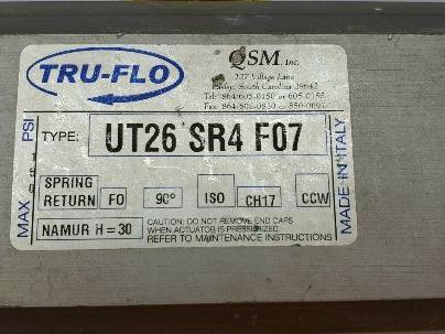 QSM Tru-Flo UT26-SR4-F07 Tru-Flo Pneumatic Actuator With  1-1/2" Ball Valve