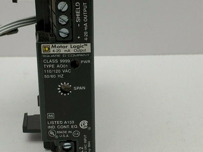 Square D 9999AO01 Series A 4-20mA Communication Module Motor Logic 110/120Vac