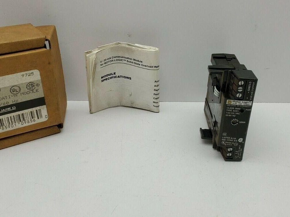 Square D 9999 AO01, 4-20mA Communication Module Motor Logic 110/120Vac
