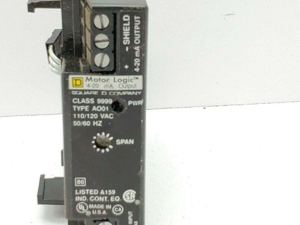 Square D 9999 AO01, 4-20mA Communication Module Motor Logic 110/120Vac