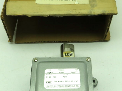 United Electric Controls 8542 Type J21KD Pressure Switch  0-25PSI  20A 125/250Va