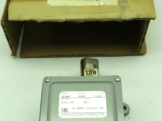 United Electric Controls 8542 Type J21KD Pressure Switch  0-25PSI  20A 125/250Va
