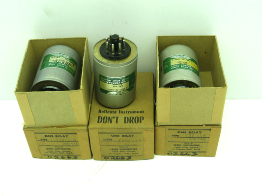 Leach 737-44S Relay 2PDT 10 Amp 8-Pin 230VAC Coil Lot of 3