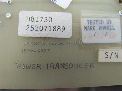 Tocco D81730 Power Transducer PC Circuit Board