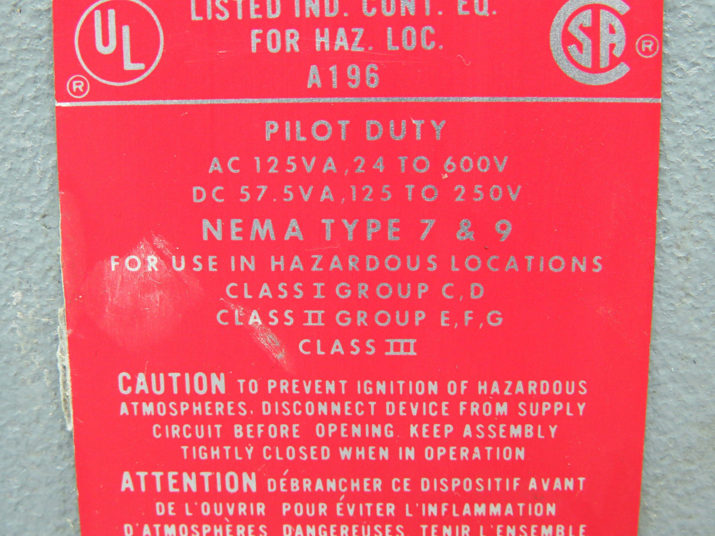Allen Bradley 836-C12E Inline Pressure Flow Control Switch NEMA 7, 9 Series A