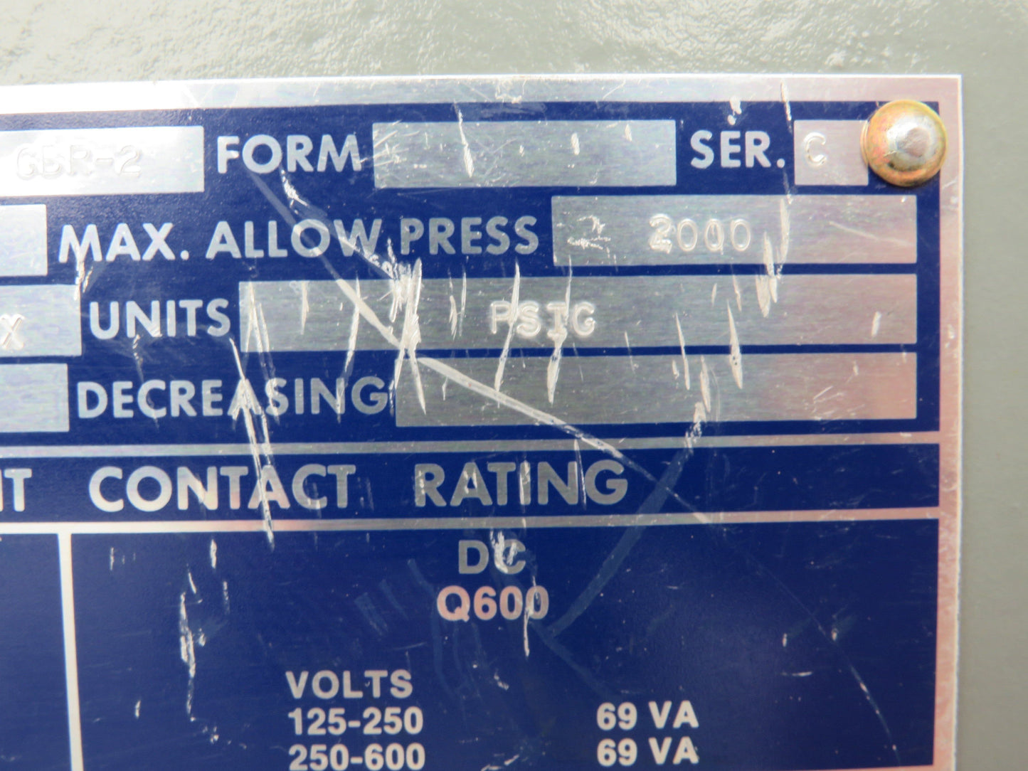 Square D  GBR-2 Pressure Switch 20-675 PSI 120-600V Class 9012