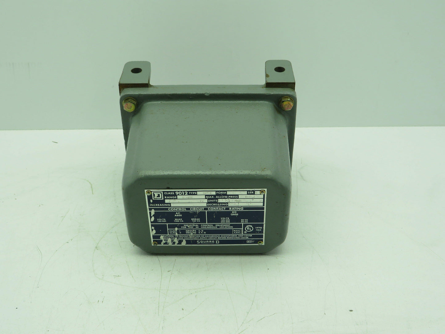 Square D  GBR-2 Pressure Switch 20-675 PSI 120-600V Class 9012