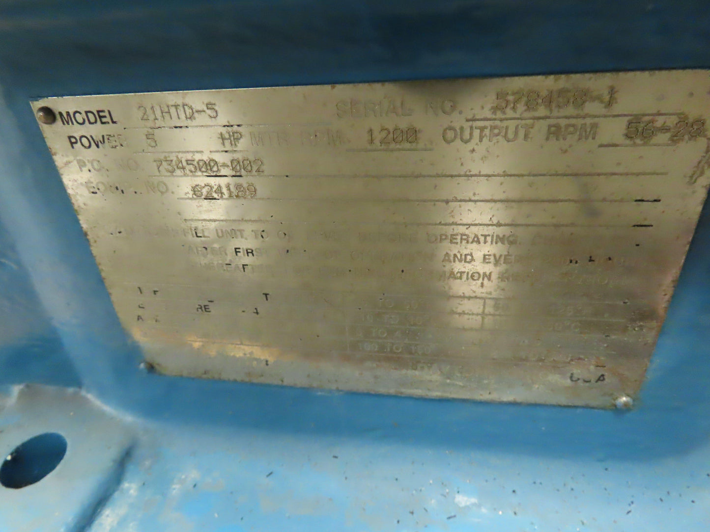 Chemineer 21HDT-5 Agitator Mixer Gear Drive Model 20 HT 5Hp 230/460V 56-28 RPM