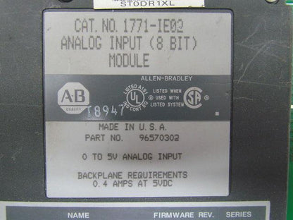 Allen Bradley 1771-IE02 A-B Analog Input 8-Bit Module