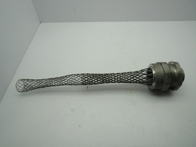 Strain Relief Steel Mesh Cord Grip 2" Male NPT 2"-2.3" Cable Dia
