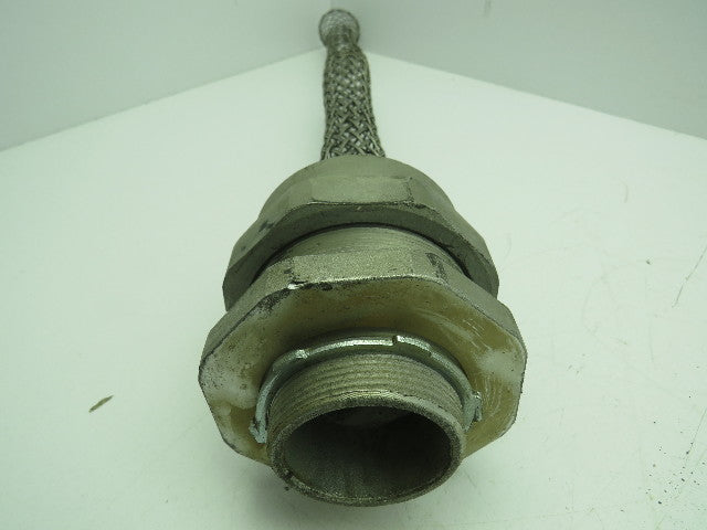 Strain Relief Steel Mesh Cord Grip 2" Male NPT 2"-2.3" Cable Dia