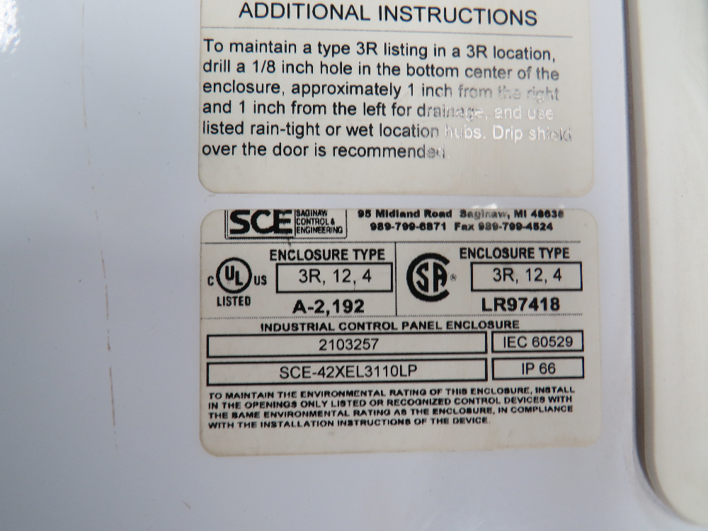 SCE-42XEL3110LP Steel Electrical Enclosure Disconnect Box w/Backplate 42x31x10"