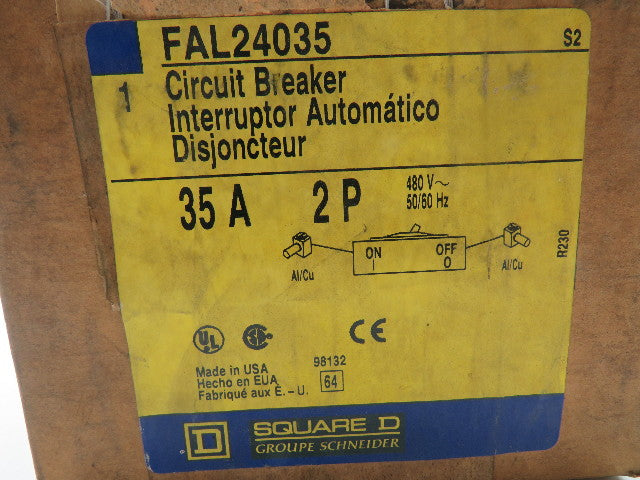 Square D FAL24035 2 Pole 35 Amp 480 Volt Circuit Breaker